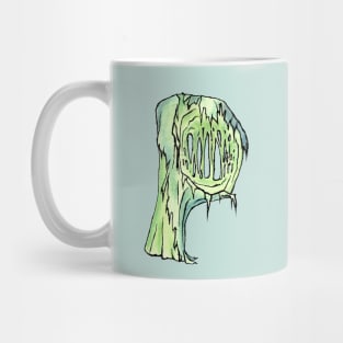 Dramabite Zombie P Letter Initial Typography Text Character Statement Mug